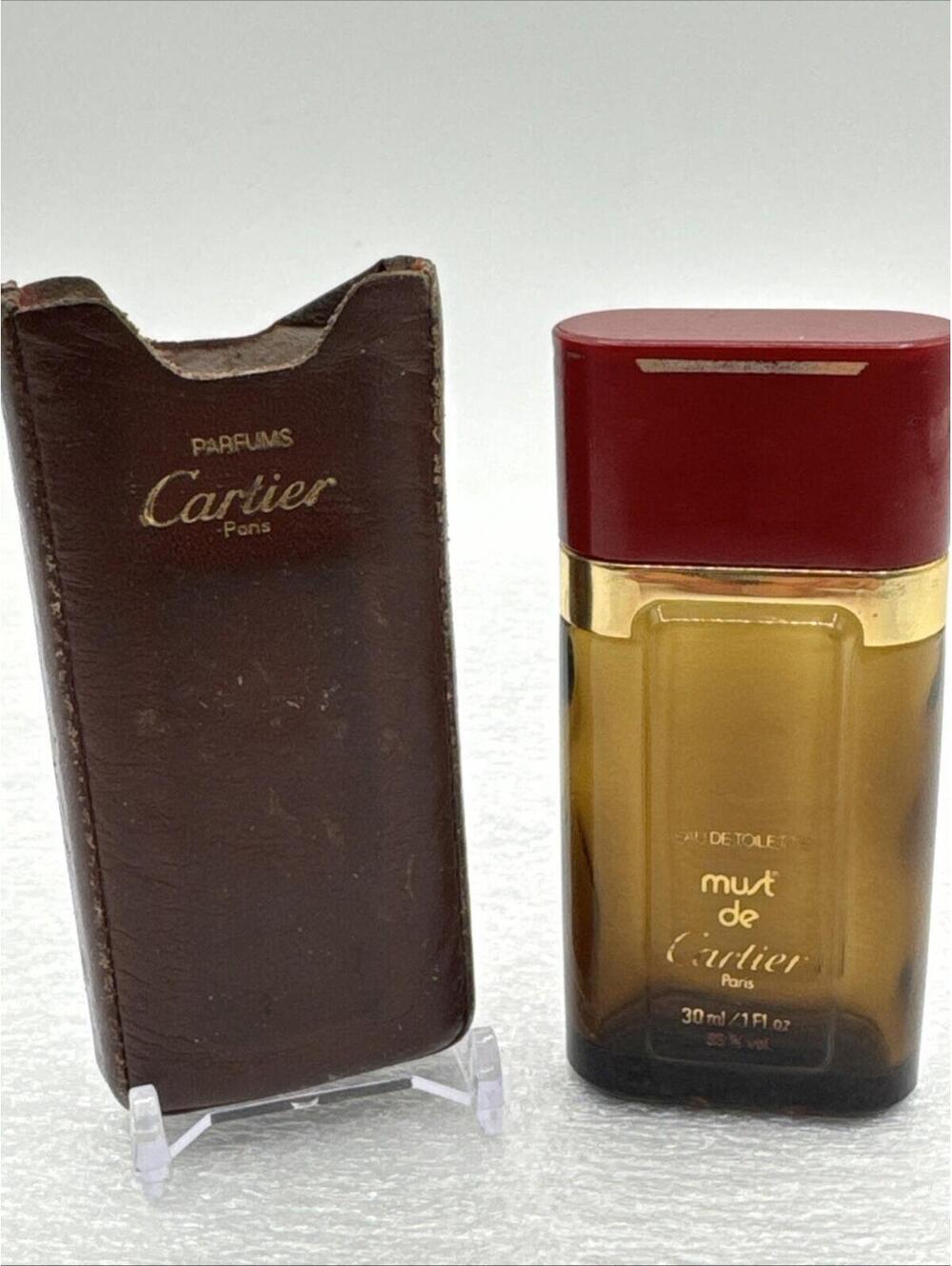 Vintage Rare Must de Cartier Parfums Empty Bottle 30ml Paris with leather Case